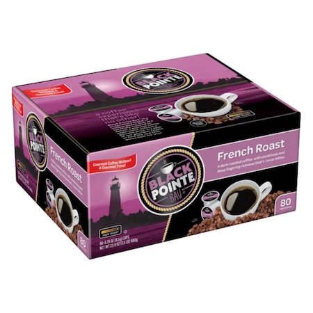 Black Pointe Bay Coffee, French Roast, Dark Roast, 80 Count Single Serve Coffee Pods FG018102